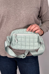 Quilted Puffer Belt Bag - Sage
