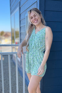 Printed Cami Romper - Green