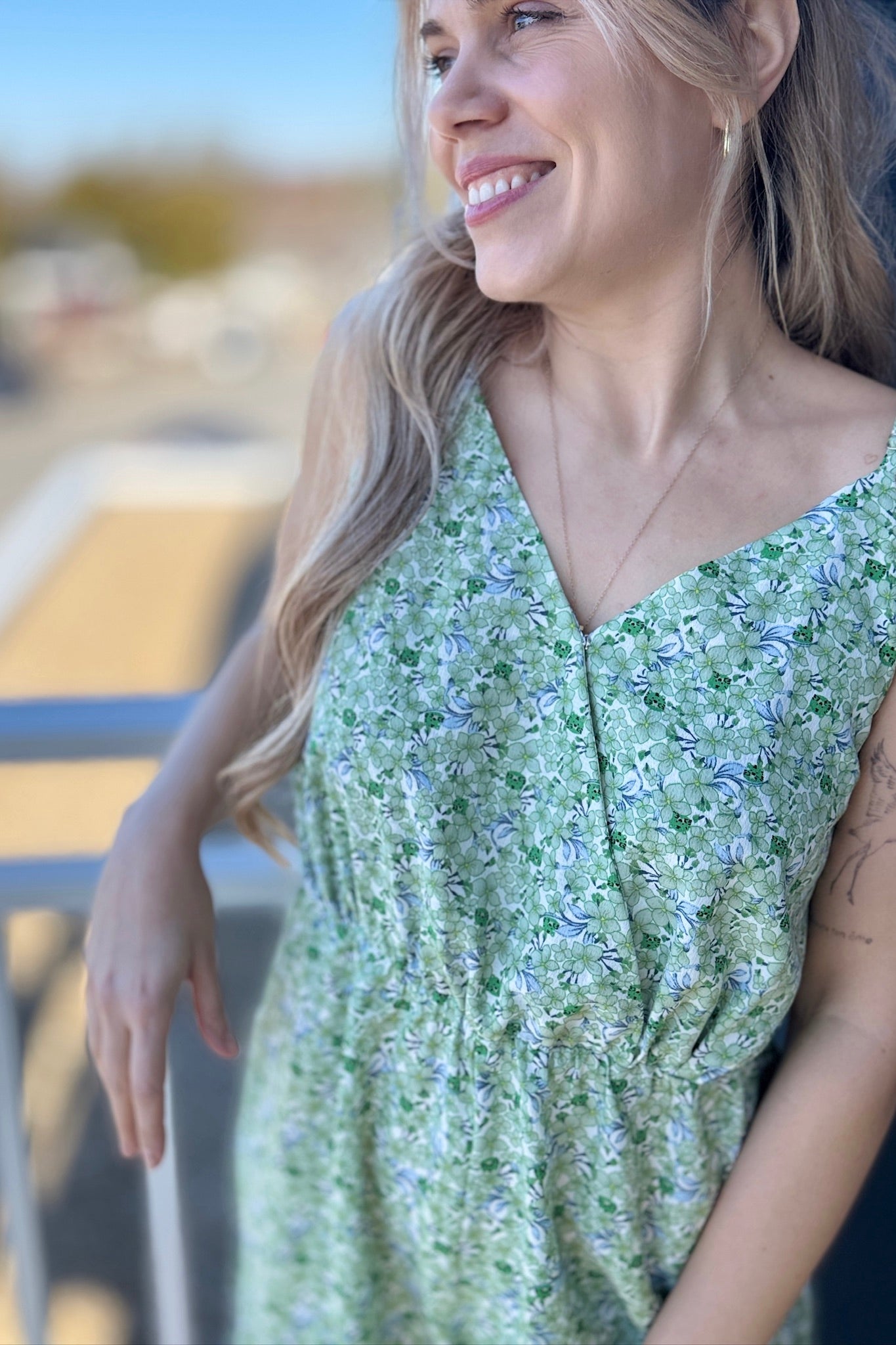 Printed Cami Romper - Green
