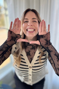 Striped Sweater Vest - Black