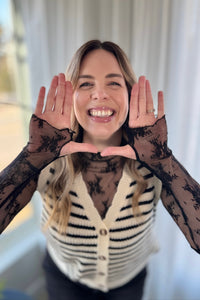 Lace See Through Top - Black