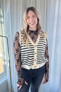 Striped Sweater Vest - Black
