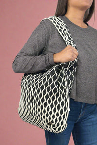 Knitted Shoulder Tote - Black