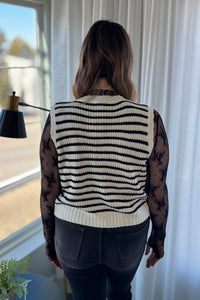 Striped Sweater Vest - Black