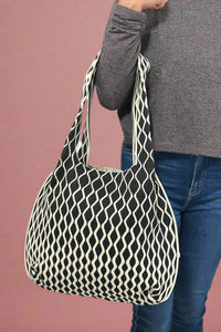 Knitted Shoulder Tote - Black