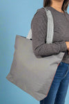 Retro Embroidered Canvas Tote - Purple