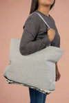 Retro Embroidered Canvas Tote - Red