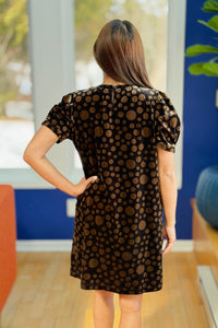 Polka Dot Velvet Tunic Top - Olive