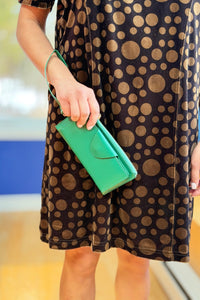 Polka Dot Velvet Tunic Top - Olive