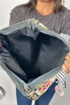 Retro Embroidered Canvas Tote - Green