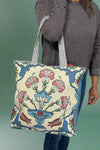 Retro Embroidered Canvas Tote - Cream