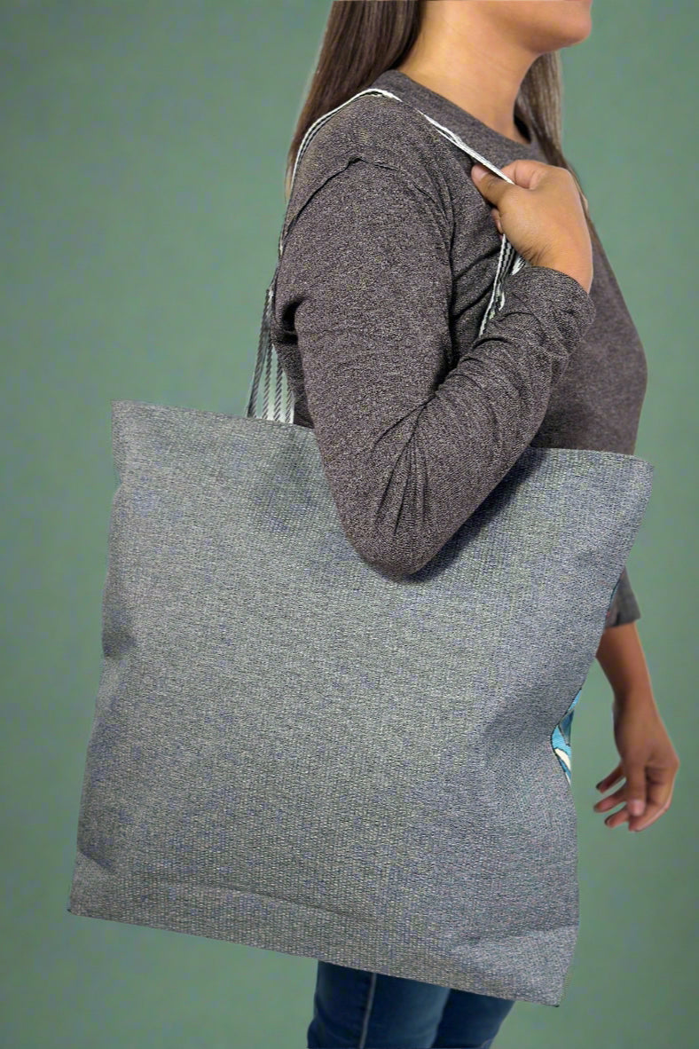 Retro Embroidered Canvas Tote - Cream