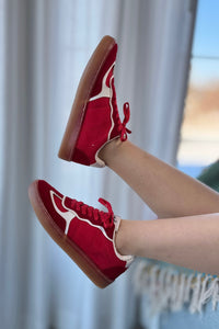 Faux Suede Fashion Sneakers – Red