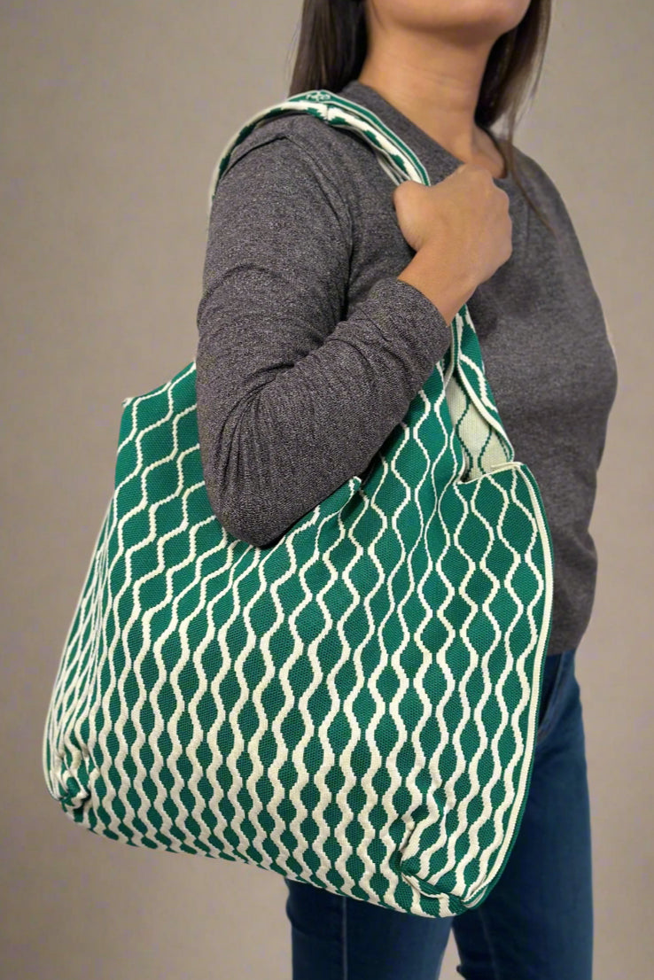 Knitted Shoulder Tote - Green