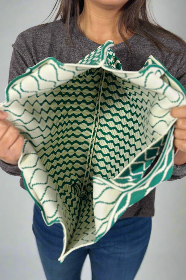 Knitted Shoulder Tote - Green