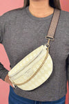 Luxury Checkered Crossbody Bag - Beige