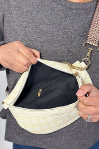 Luxury Checkered Crossbody Bag - Beige