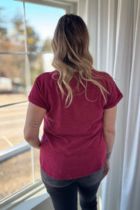 Rounded Hem Solid Tee - Burgundy