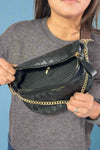 Luxury Checkered Crossbody Bag - Black