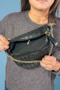 Luxury Checkered Crossbody Bag - Black