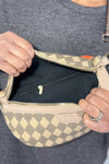 Luxury Checkered Crossbody Bag - Khaki