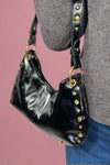 Studded Boston Shoulder Bag - Black