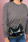 Studded Boston Shoulder Bag - Black
