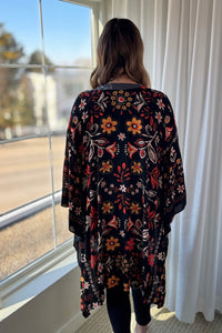 Scarf Printed Kimono - Rust