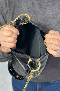 Studded Boston Shoulder Bag - Black