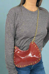 Studded Boston Shoulder Bag - Wine