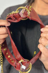 Studded Boston Shoulder Bag - Wine