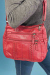 Texture Soft Messenger Bag - Red