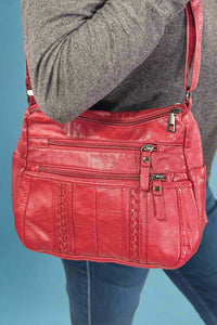 Texture Soft Messenger Bag - Red