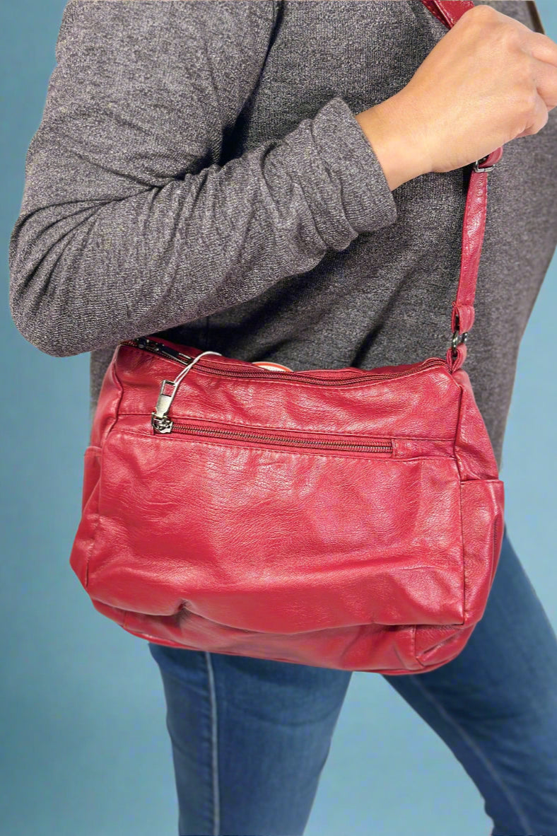 Texture Soft Messenger Bag - Red