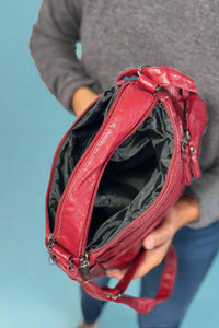 Texture Soft Messenger Bag - Red