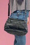 Texture Soft Messenger Bag - Black