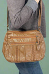 Texture Soft Messenger Bag - Brown