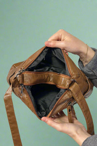 Texture Soft Messenger Bag - Brown
