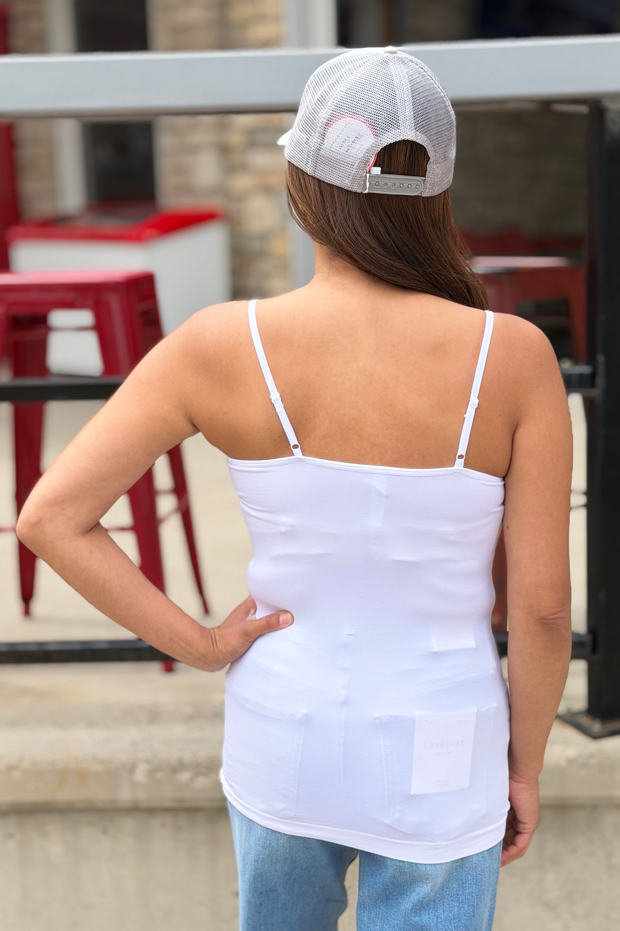 Seamless Adjustable Strap Tank - White
