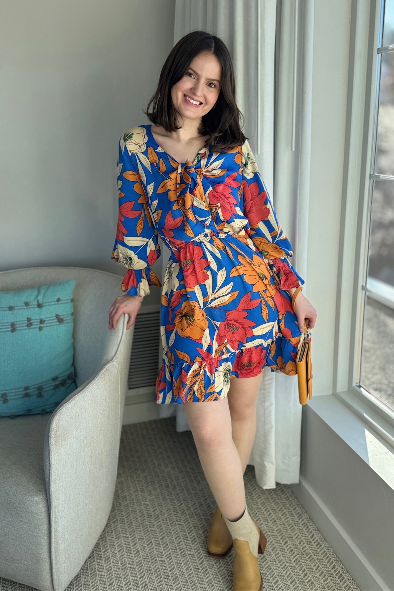 Mirabelle Twisted Front Dress - Royal