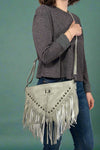Rivet Soft Tassel Shoulder Bag - Grey