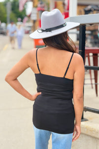Seamless Adjustable Strap Tank - Black