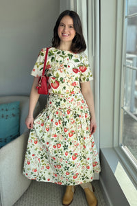 Strawberry High Waist Ruffle Detail Skirt