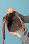 Rivet Soft Tassel Shoulder Bag - Brown