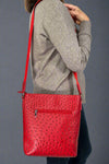 Ostrich 4 Pocket Crossbody - Red
