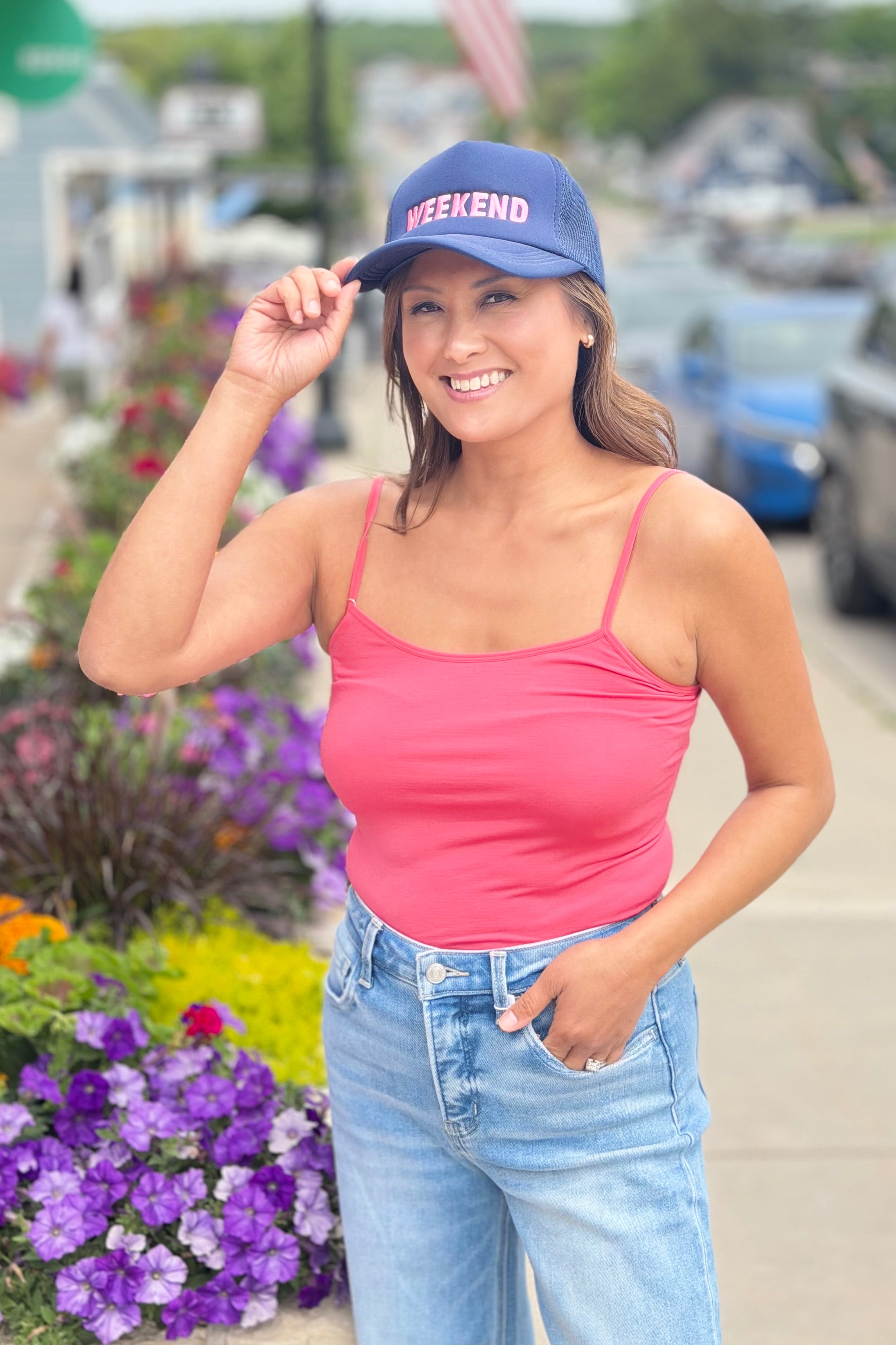 Seamless Spaghetti Strap Tank - Teaberry