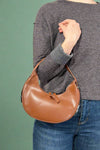 Crescent Shoulder Handbag - Brown