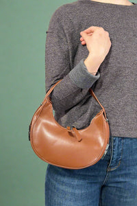 Crescent Shoulder Handbag - Brown