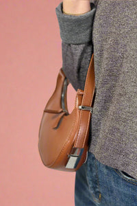 Crescent Shoulder Handbag - Brown