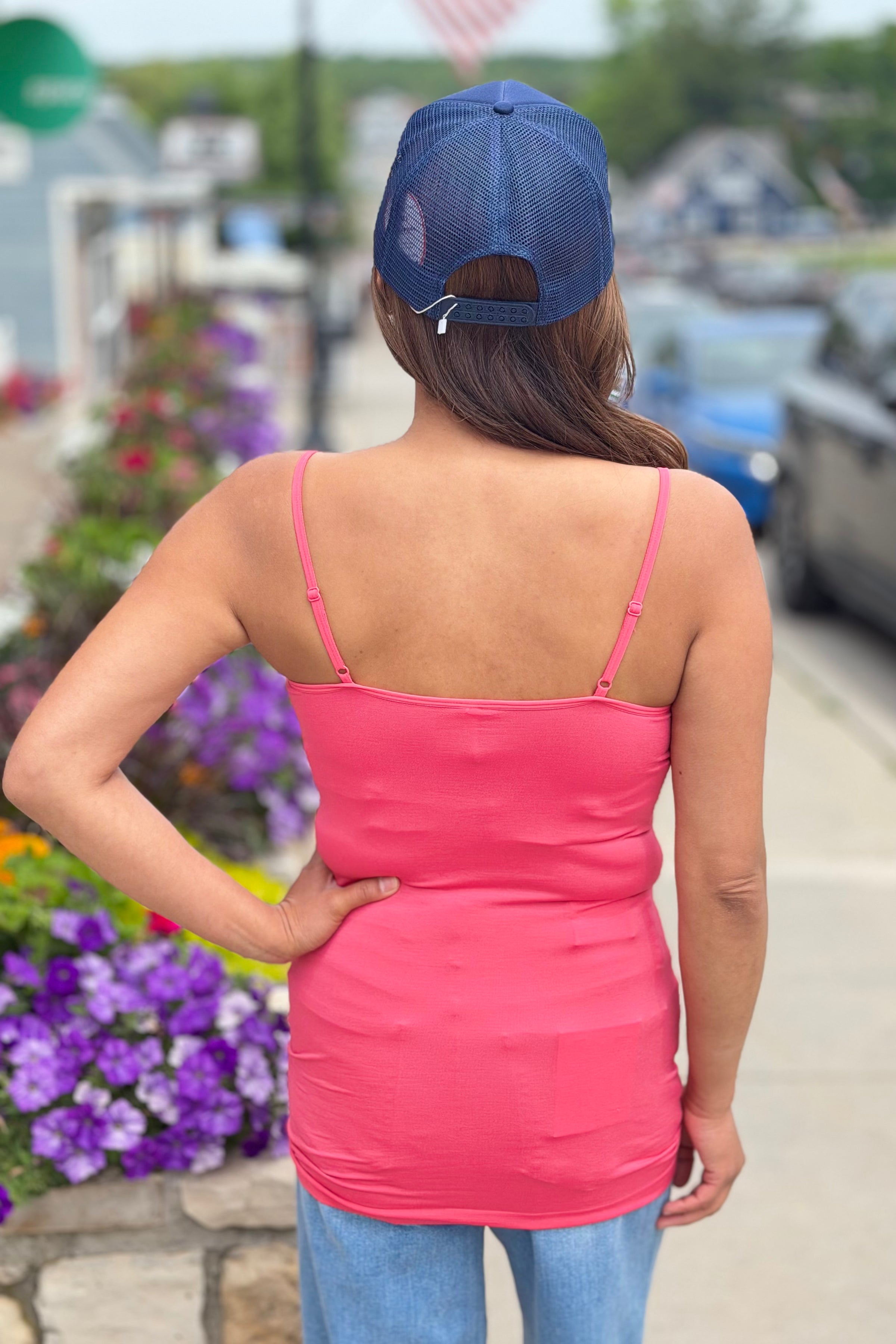 Seamless Spaghetti Strap Tank - Teaberry